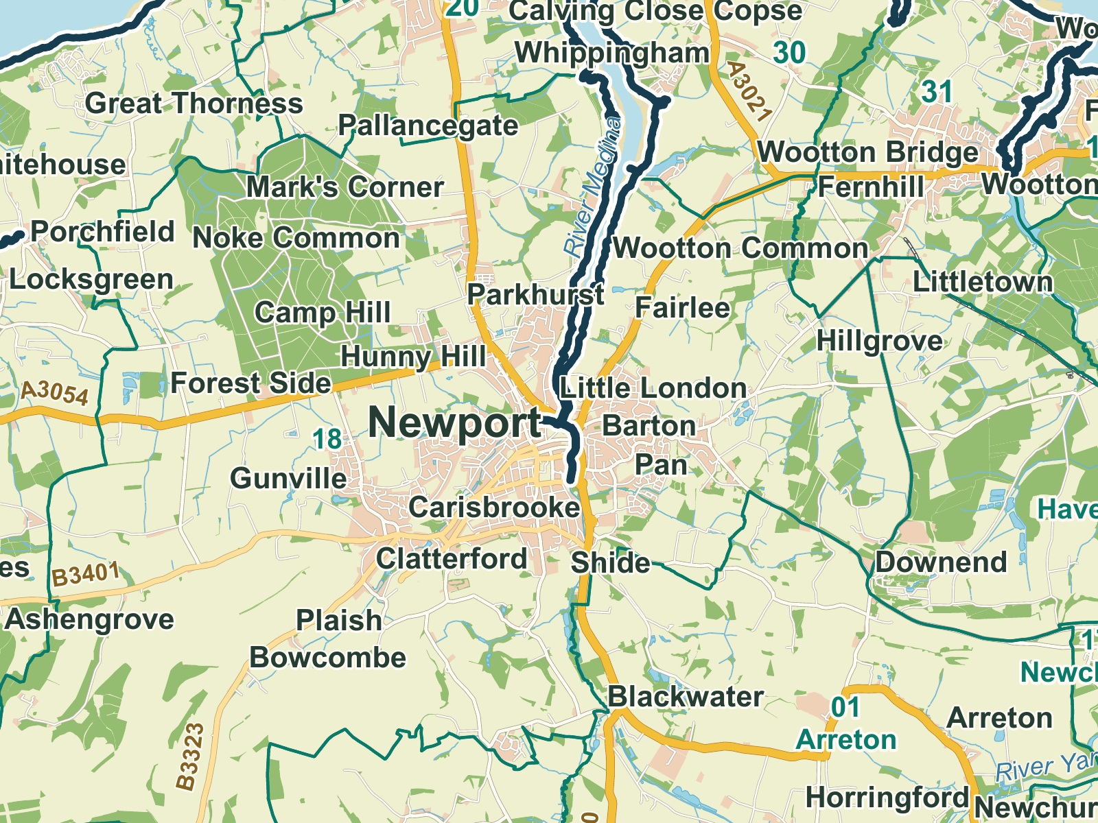 Isle of Wight · Civil parishes — detail sample