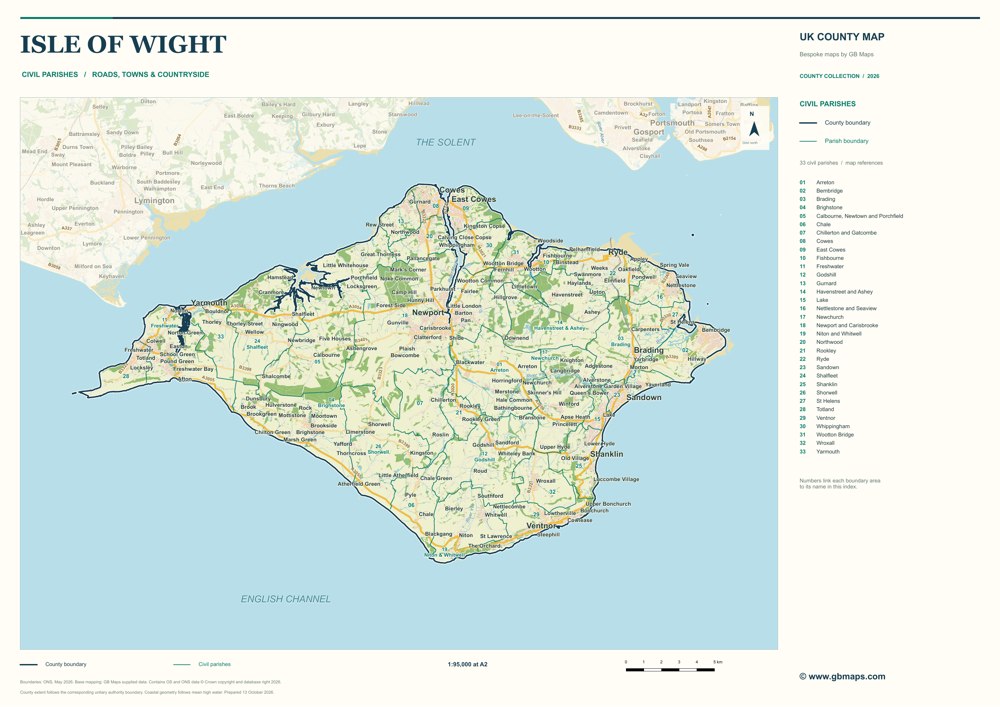 Isle of Wight · Civil parishes — full map sample