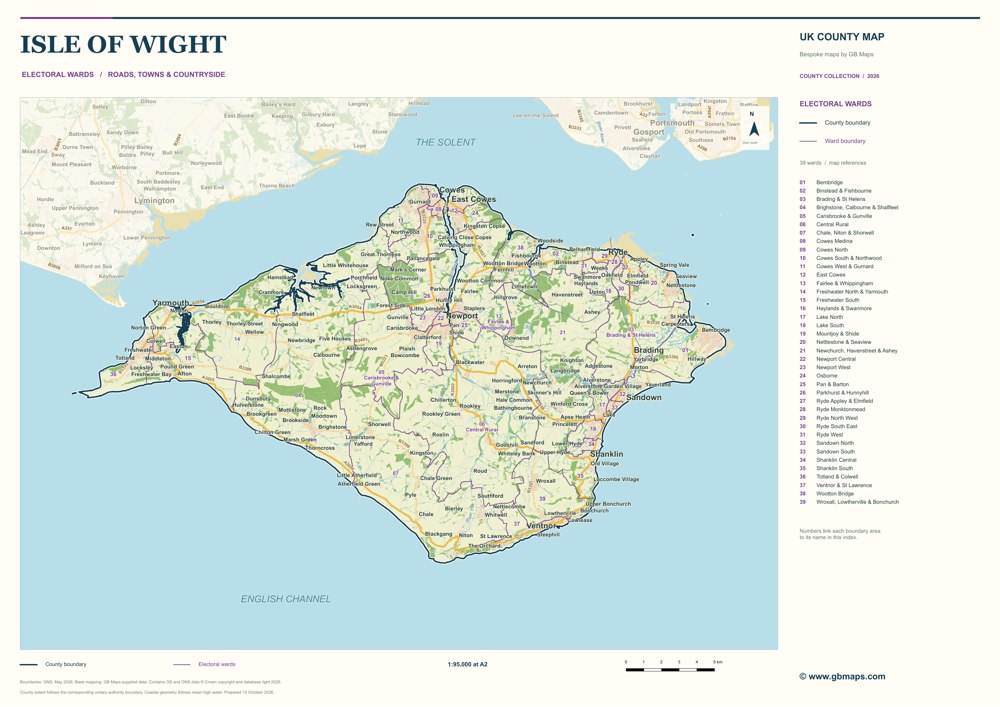 Isle of Wight · Electoral wards — full map sample