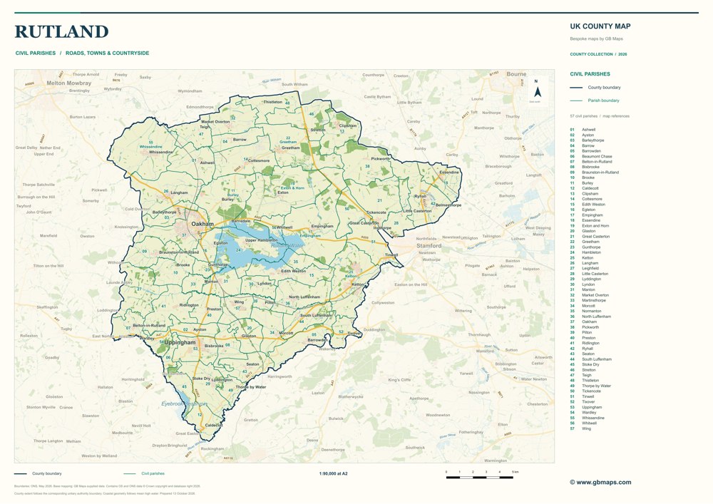 Rutland · Civil parishes — full map sample